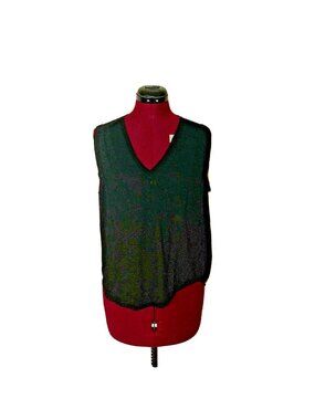 Madewell Top Black Linen Women’s Size Medium Sleeveless V-Neck Sheer Back Blouse